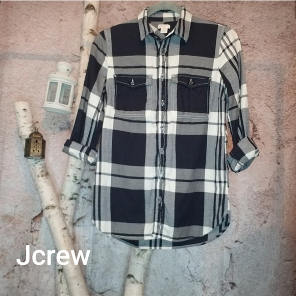 J. Crew button up plaid flannel shirt - Picture 1 of 3